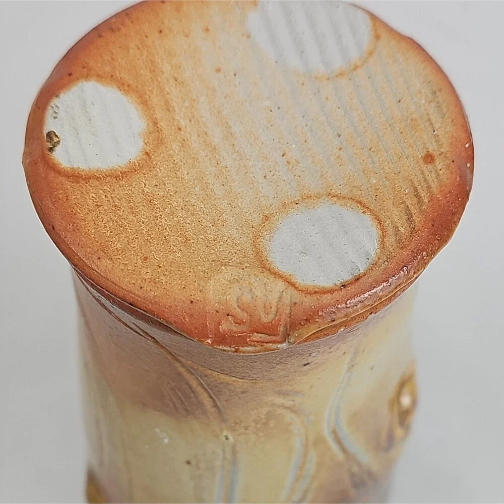 Aaron Ashcraft Studio Art Pottery Tree Knot Tumbler Sandstone Glaze Signed